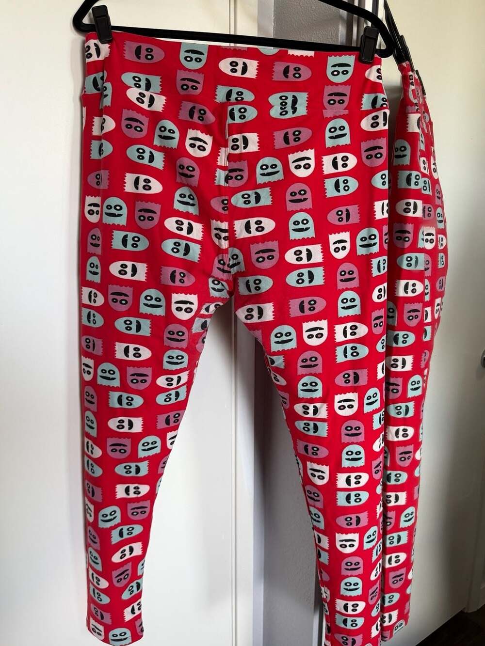 Lularoe Leggings Red Halloween Ghost Stretch High Rise Pull On Tall & Curvy TC